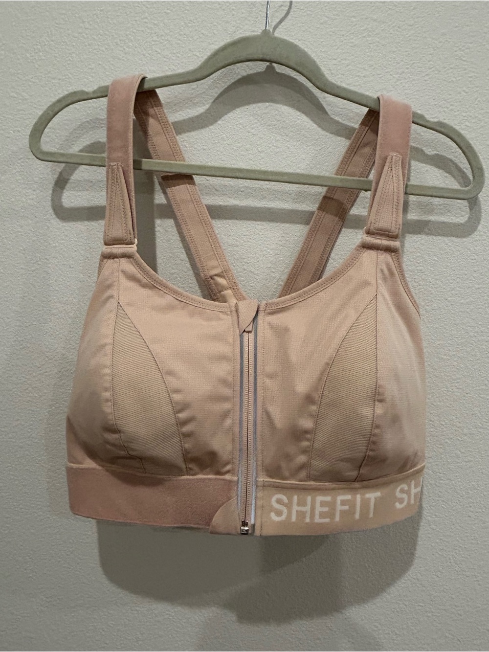SHEFIT Ultimate Front-Zip High Support Sports Bra — Blush